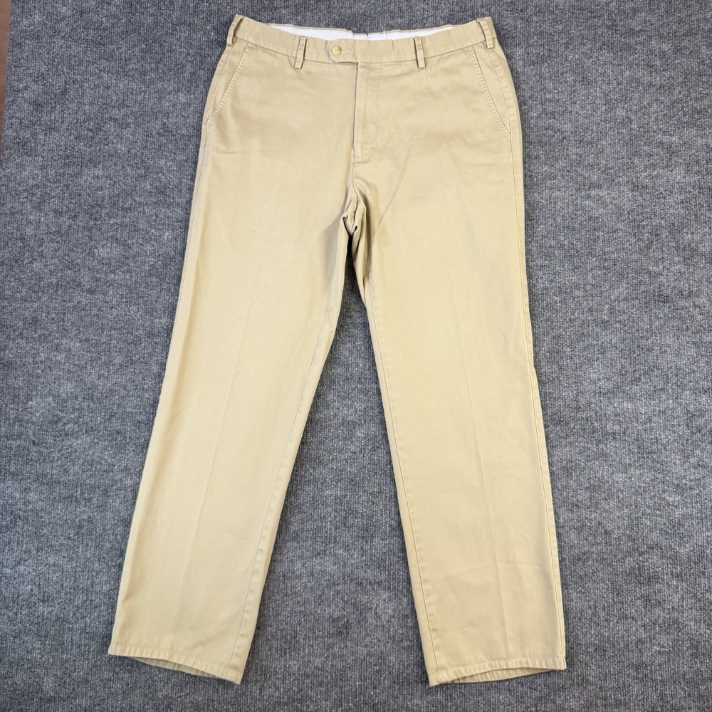 Peter Millar Chino Pants Mens 34 Khaki Pima Cotton Flat Front Straight Leg 34x29